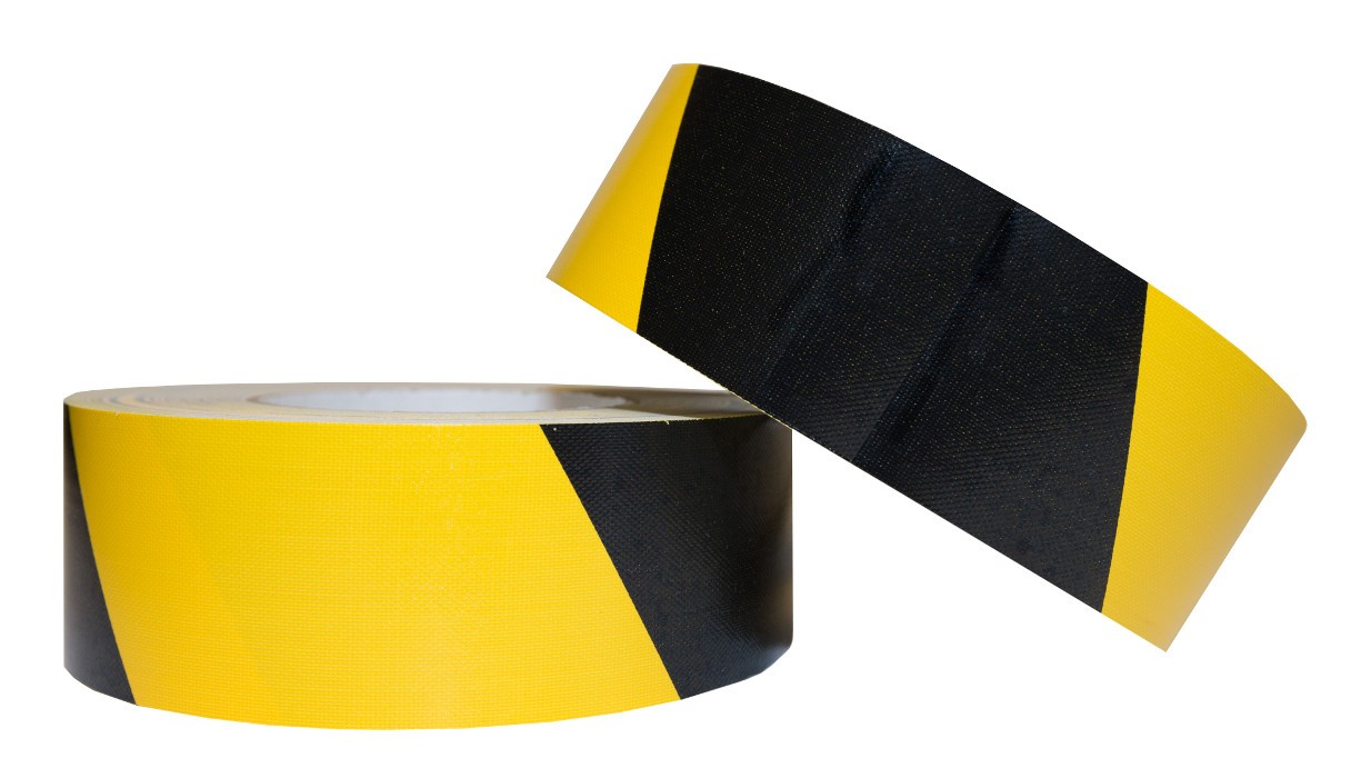 Gewebe-Warnband gelb/schwarz 50 mm / 50 m