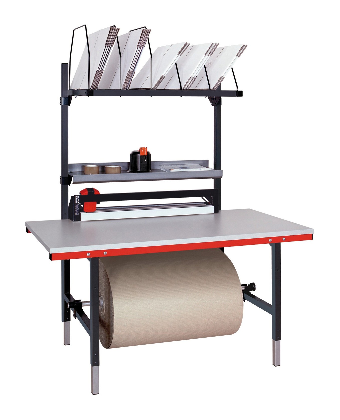 SYSTEM 2000, Komplettpackplatz 1600mm, BxTxH: 1600x800x690-960mm, mit Schneidvorrichtung