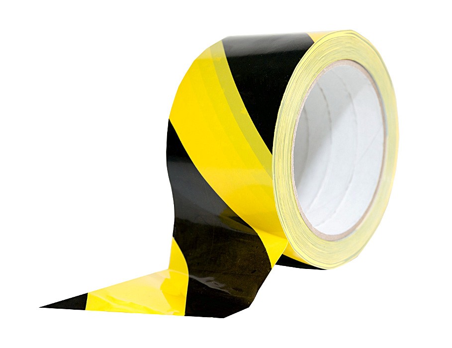 Selbstklebeband"Warnrollen" 60 mm / 66 m gelb / schwarze Diagonalstreifen