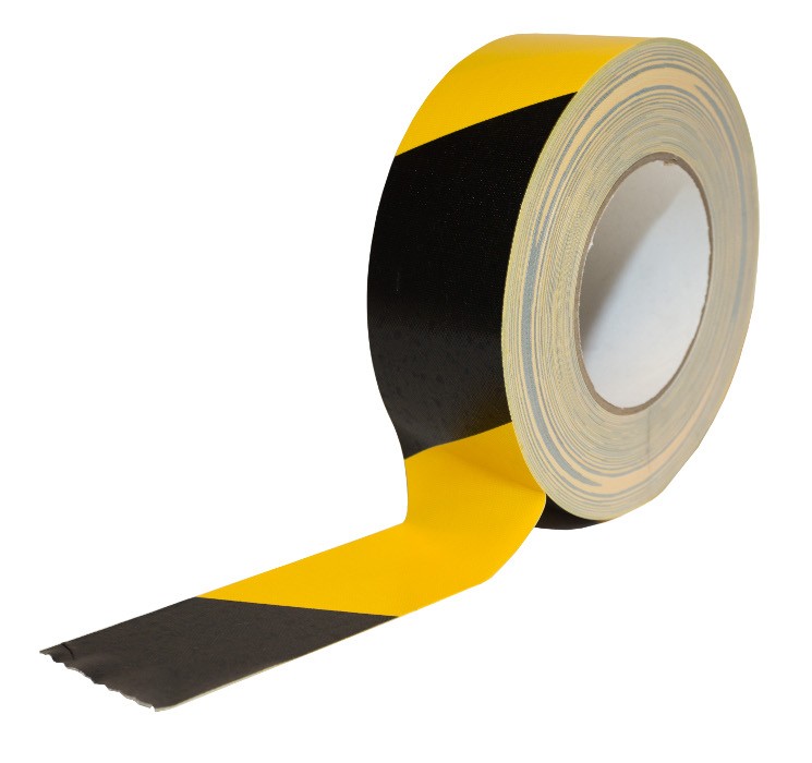 Gewebe-Warnband gelb/schwarz 50 mm / 50 m