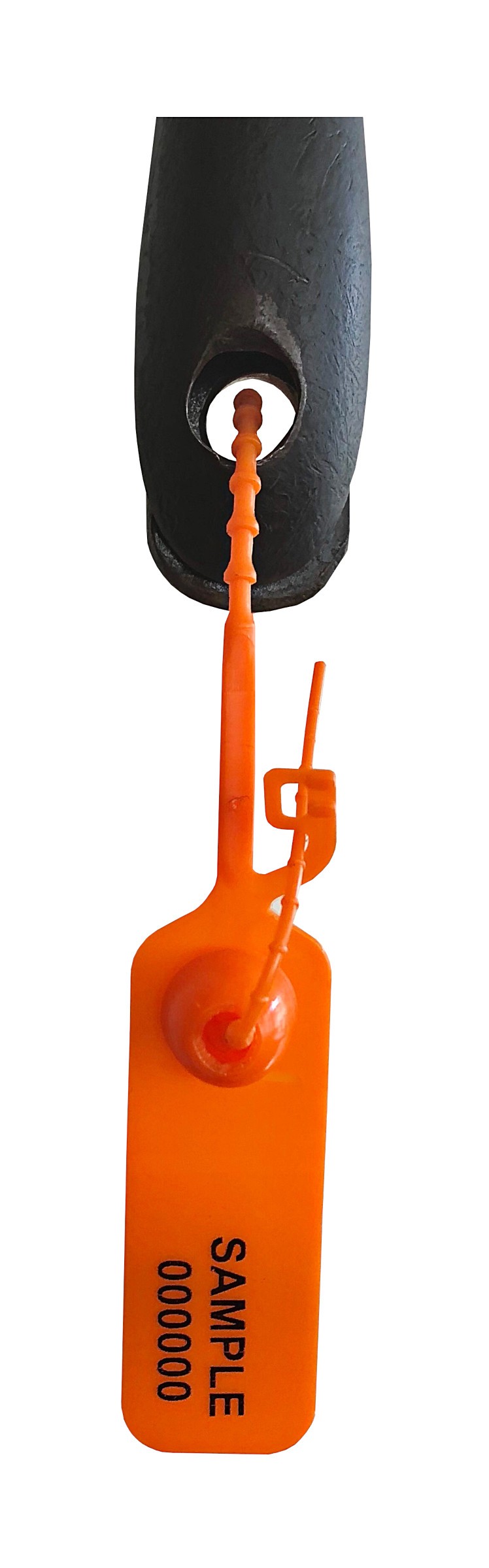 Durchziehplombe  aus Kunststoff (orange) 3,3 x 315 mm, mit Nummerierung