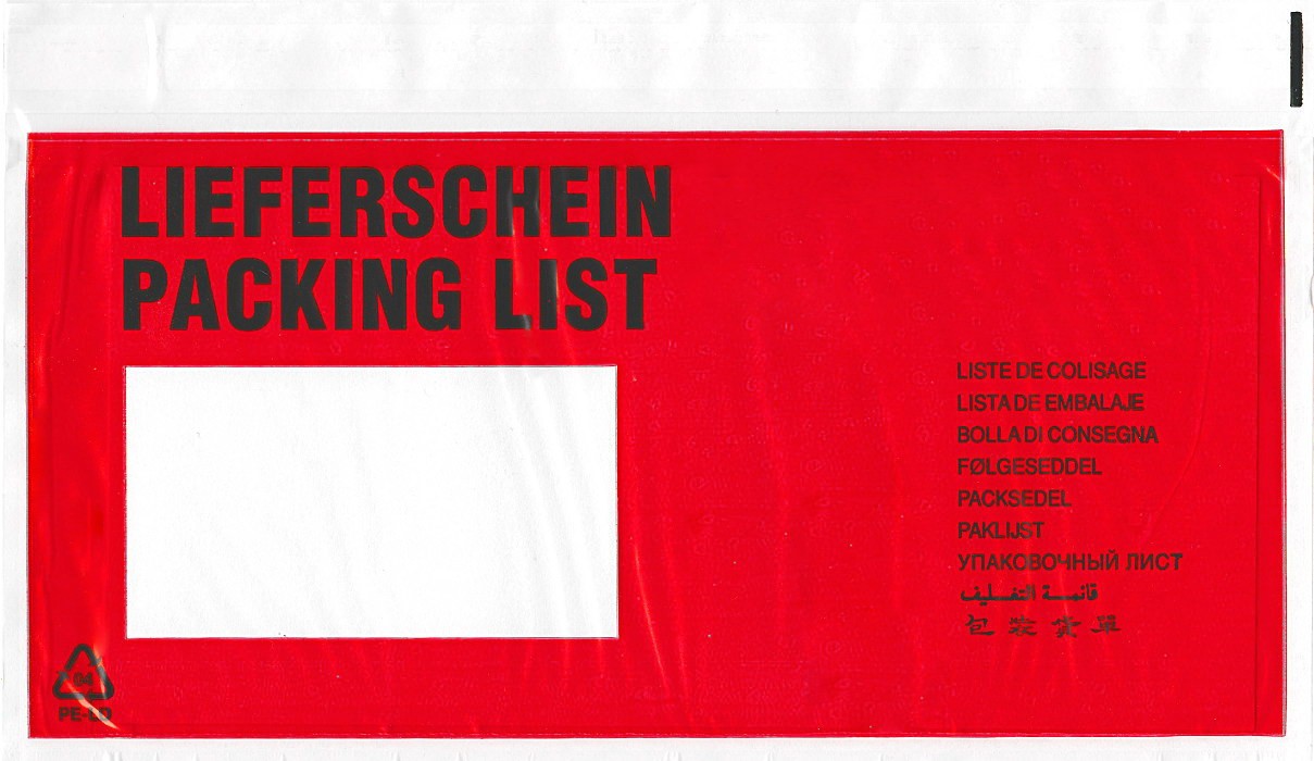 Begleitpapiertaschen DIN lang mit Aufdruck "Lieferschein"